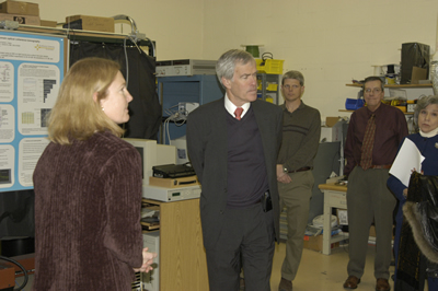 Senator Jeff Bingamen tours the labs at Southwest Sciences.  Jan 2008.